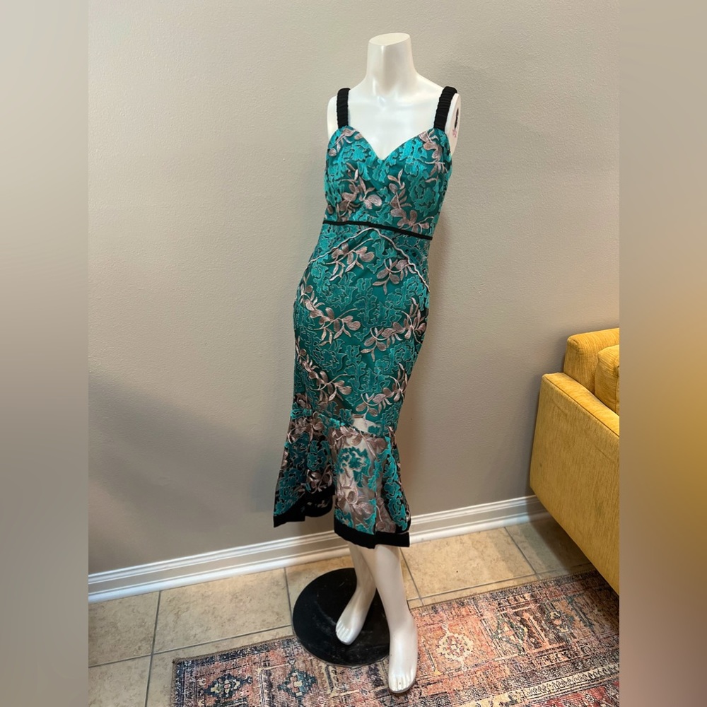 QUII Exquisite Collection Teal Black Lace Mermaid Skirt SIZE Medium 0001
